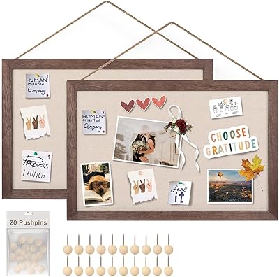 Emofogo tableaux d'affichage en bois 16x11 avec tableau mural en lin pour la maison
