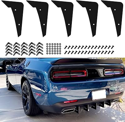 Ensemble de diffuseur arrière v3 5 ailettes compatible avec dodge challenger sxt, rt