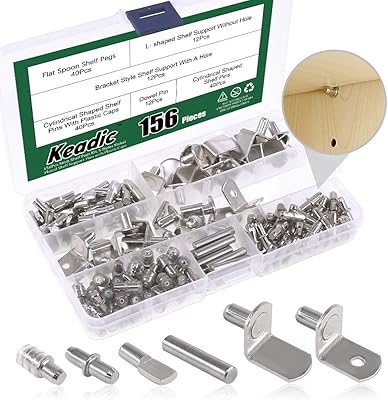 Ensemble de chevilles d'étagère, 156 pièces, 5 mm, broches de support d'étagère nickelées