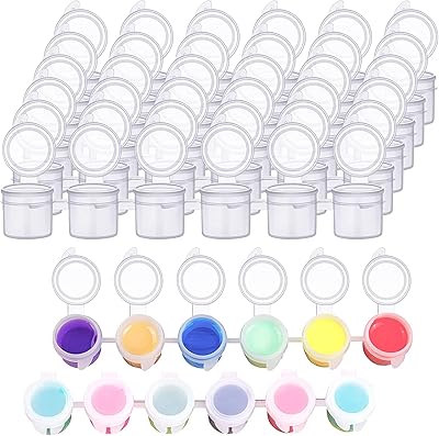 Pots de peinture vides avec couvercles bandes de pot transparentes ouverture facile