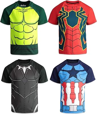Ensemble de t-shirts marvel avengers pour garçons, composé de 4 pièces avec le dessin