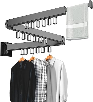 Étendoir à vêtements étendoir linge mural vêtements peu encombrant rétractable et pliable