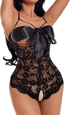 Lingerie sexy une pièce pour femme, lingerie en dentelle à carreaux, nuisette