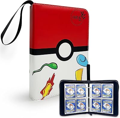 Porte-cartes de jeu orkbiz à 4 poches, porte-cartes à collectionner (rouge et blanc)