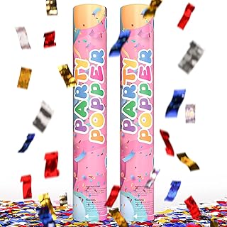 Bellatm 2-pack party poppers multicolores - confettis twist and shoot pour mariage, réveillon