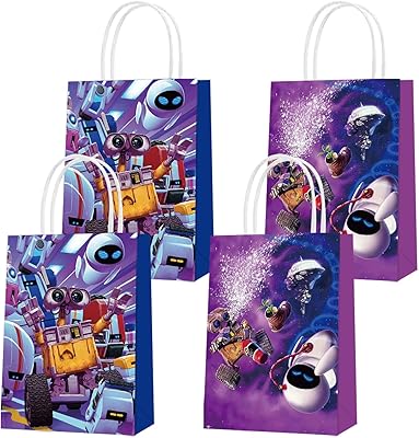Mnhjkiuo paquet de 16 sacs cadeaux de fête walle, décorations de fête, cadeaux