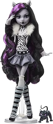 Poupée monster high clawdeen wolfe noire et blanche, poupée de collection reel drama