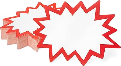 Étiquettes de prix de vente starburst 6x8 pouces (blanc) 85 pièces | bright