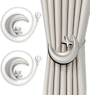 Ensemble d'embrasses de rideaux magnétiques étoiles lune 2 pièces corde décorative