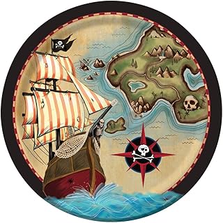 Assiettes rondes à motif de carte de pirate de conversion créative, 8 pièces