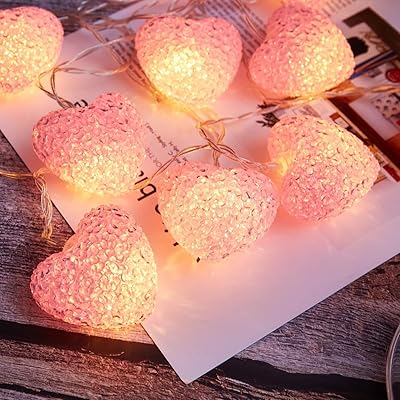 Guirlande lumineuse amateur en forme de cœur d'amour rose, fonctionne à piles