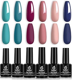 Ensemble de vernis à ongles gel beatles, bouquet poussiéreux maffu bleu et rose