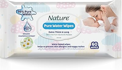 Lingettes humides pour bébé nature à l'eau pure à 99 %, très épaisses
