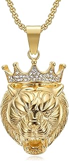 Cz roar the lion king avec pendentif punk rock en acier inoxydable chaîne