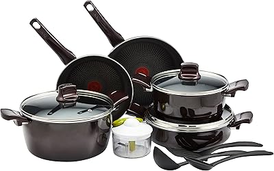 Tefal g6 resist intense batterie de cuisine, 12 pièces, rouge, aluminium, d5229383