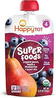 Happy family organics stage 4 poires, baies et betteraves super chia refermable
