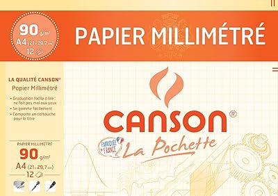 Papier à dessin canson din a4 avec marquages ​​millimétriques 90 g m2