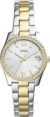 Montre fossil scarlett mini pour femme en acier inoxydable avec mouvement à quartz