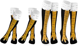 2 paires de chaussettes hautes pieds de poulet amusantes dinde pour femmes