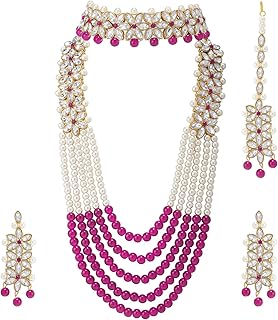 Aheli tenue de fête de mariage bijoux de mariée collier long boucles d'oreilles