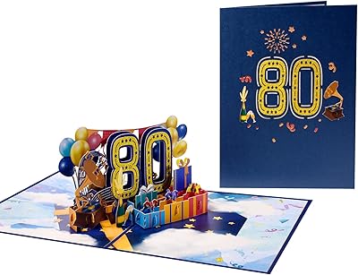 Carte de vœux pop-up pour 80e anniversaire de greeting arts carte de joyeux