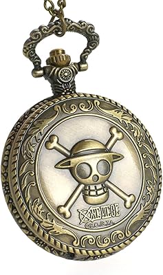 Montre de poche une pièce avec jolly roger le bracelet chapeau de paille