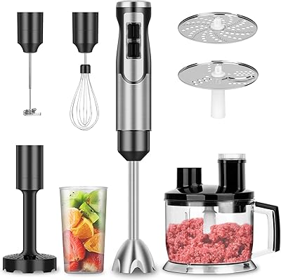 Mélangeur plongeant aminac 1000w, mixeur électrique multi-usages en acier inoxydable avec bol à