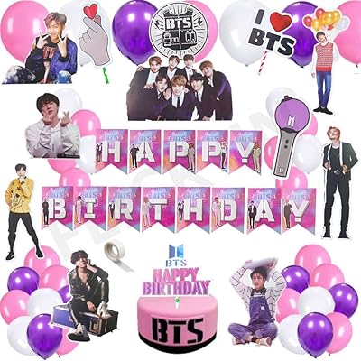 Kit de décorations d'anniversaire de style fa bts pour filles - flick 'n