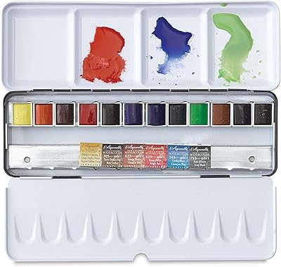Ensemble d'aquarelles pour artistes français sennelier - boîtier en métal demi-bol, ensemble