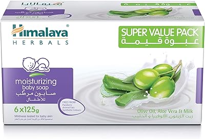 Savon hydratant pour bébé himalaya, 125 grammes, 6 pièces par paquet