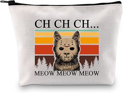 Trousse de maquillage inspirée du chat meow jason chch, trousse de maquillage à fermeture éclair du film d'horreur, cadeau pour les amoureux des chats, trousse chch, moyenne, trousse à cosmétiques avec impression. Diaytar Sénégal : Des produits pour toute la famille à prix cassés