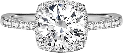 Bague de fiançailles ronde classique à deux bouleaux avec argent sterling plaqué or blanc 18 carats et zircons cubiques. Diaytar : Quand qualité rime avec économie