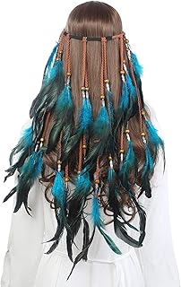 Bandeau en plumes de style bohème, bandeau élastique en plumes de luxe