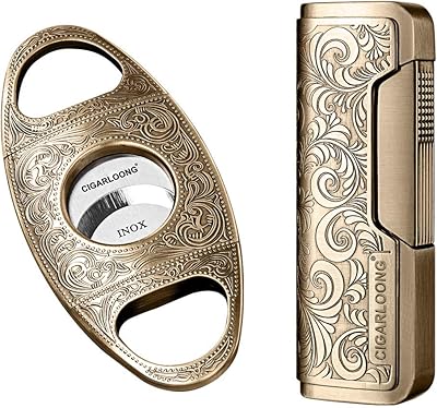 Ensemble coupe-cigare et briquet cigarlong lame d'affûtage gravée guillotine à cigares