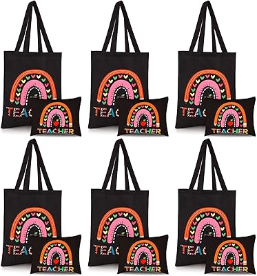 12 pièces cadeaux de remise de diplôme pour enseignants, 6 pièces sacs fourre-tout en toile pour enseignants, 6 pièces sacs de maquillage et de cosmétiques, cadeaux pour enseignants. Diaytar Sénégal : Large gamme, petits prix, grande satisfaction