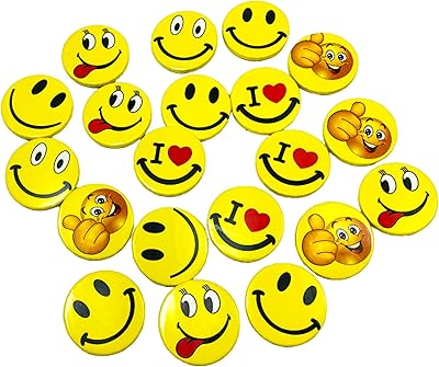 Evesha smiley / emoji different moods mini (pack de 20) (multicolore)