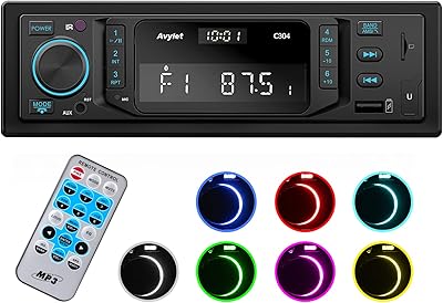 Autoradio rds bluetooth 5.0, avylet 7 couleurs led, stéréo de voiture, appel mains