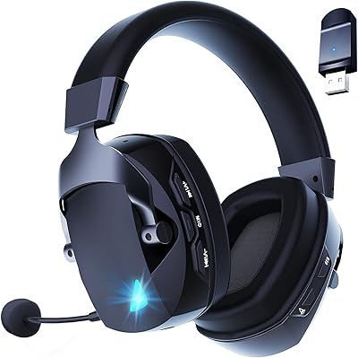 Casque de jeu sans fil acinaci avec microphone antibruit amovible, bluetooth 2,4g