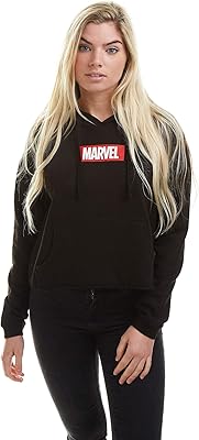 Sweat à capuche imprimé logo carré marvel pour femme