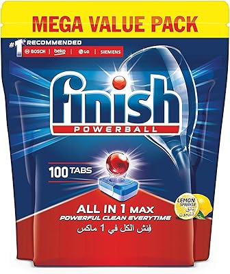 Comprimés nettoyants pour lave-vaisselle tout-en-un finish citron, 100 comprimés