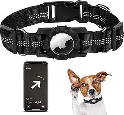 Collier réfléchissant pour chien sawonwork avec support airtag, collier pour chien réglable