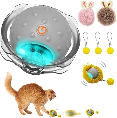 Balle de chat interactive avec super moteur, jouet électrique à led à mouvement