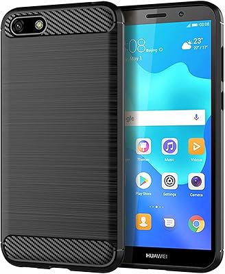 Coque huawei y5 lite (2018) avec motif texturé en fibre de carbone brossée