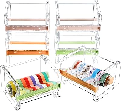 Making tech, lot de 6 distributeurs de ruban adhésif washi transparent visible, support