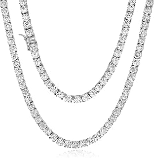 Collier de tennis ctarlitu pour femme plaqué or blanc 18 carats 4,0 mm