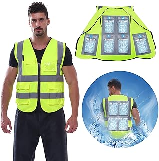 Gilet de sécurité rafraîchissant njdgf avec 6 blocs de glace réfléchissants avec poches