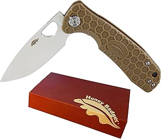 Couteau de camping honey badger flipper - beige foncé, taille m