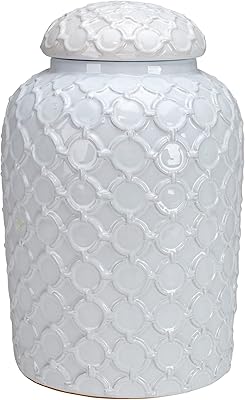 Pot en céramique avec couvercle carson plastic collection 17-528, blanc