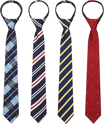 Cravate gioga pour enfants pour garçons, 4 pièces, cravate réglable à fermeture éclair pour les jeunes et les petits enfants, fête de mariage, remise des diplômes, école de 6 à 12 ans. Diaytar : Où chaque achat est une victoire pour votre budget