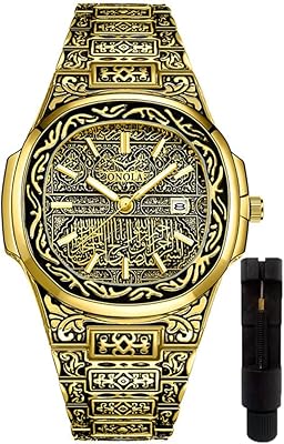 Montres rétro pour hommes, motif de tatouage à quartz, bracelet en acier inoxydable